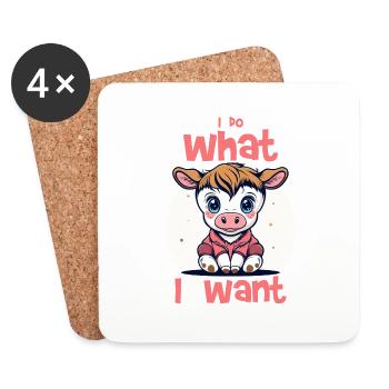 I do what I want - cow - Coasters (set of 4) - white - Front