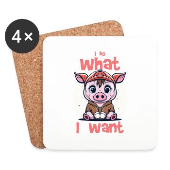 I do what I want - pig - Coasters (set of 4) - white - Front