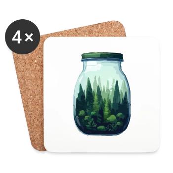 Wald im Glas - Untersetzer (4er-Set) - Weiß - Vorne