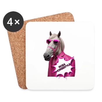Rosa Horsestyle - Untersetzer (4er-Set) - Weiß - Vorne