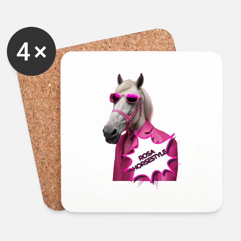 Rosa Horsestyle - Untersetzer (4er-Set) - Weiß