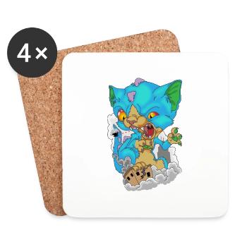 Katze Kitten Monster Cat - Untersetzer (4er-Set) - Weiß - Vorne