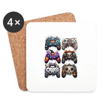 Ensemble de manette de jeu drôle d’Halloween - Dessous de verre (lot de 4) - blanc - Devant