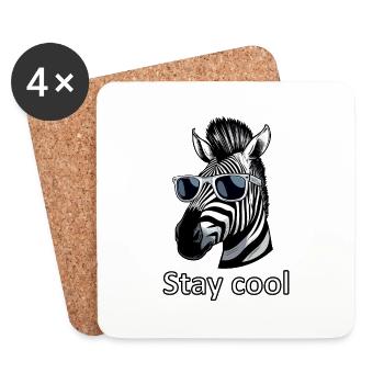 Cooles Zebra - Untersetzer (4er-Set) - Weiß - Vorne