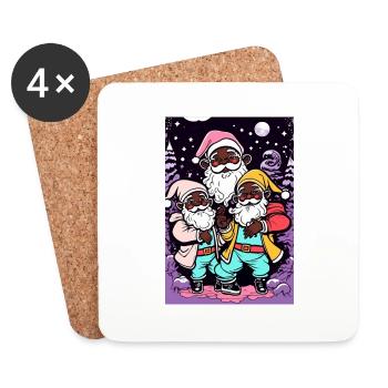 Afro Weihnachtsmann - Traditionen brechen - Untersetzer (4er-Set) - Weiß - Vorne