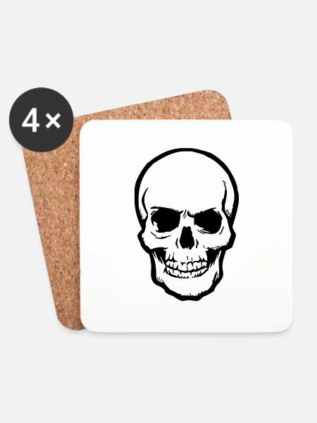 skull - Untersetzer (4er-Set) - Weiß