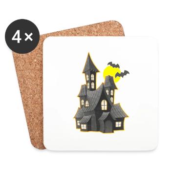 Witch House Full Moon Halloween - Coasters (set of 4) - white - Front