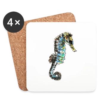 hippocampe - Dessous de verre (lot de 4) - blanc - Devant