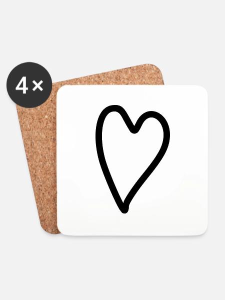 Heart Simple - Coasters (set of 4) - white