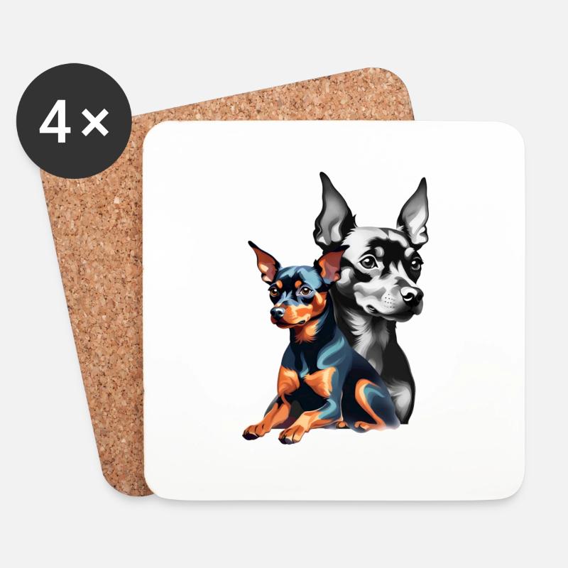 Pinscher - Motiv auf Kleidung und Accesoires - Untersetzer (4er-Set) - Weiß