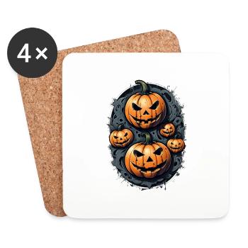 Halloween - Kürbismonster - Untersetzer (4er-Set) - Weiß - Vorne