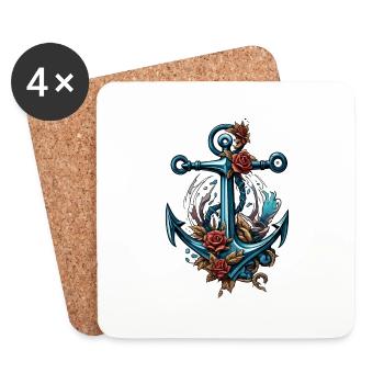 Anchor / Ahoy / Boat / Ship / Water / Sea / Lake - Coasters (set of 4) - white - Front