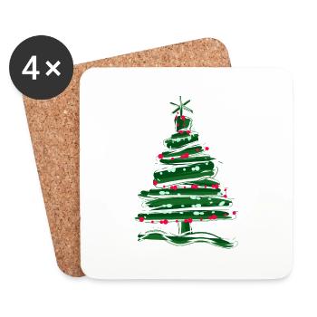 Christmas tree -g1 - Coasters (set of 4) - white - Front