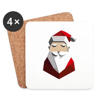 Geometrischer Weihnachtsmann - Untersetzer (4er-Set) - Weiß - Vorne