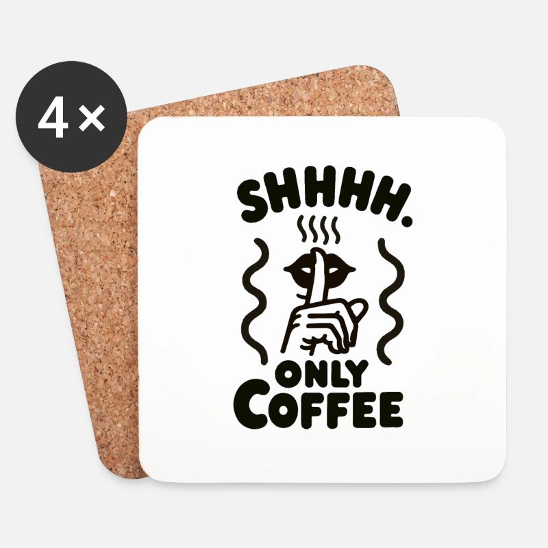 Pssst: Nur Kaffee - Untersetzer (4er-Set) - Weiß
