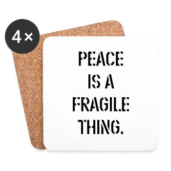 Peace vs. War statement pacifism stencil - Coasters (set of 4) - white - Front