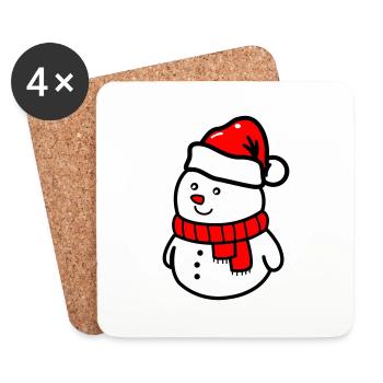 bonhomme de neige - Dessous de verre (lot de 4) - blanc - Devant