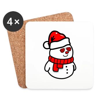 Schneemann Sonnenbrille - Untersetzer (4er-Set) - Weiß - Vorne