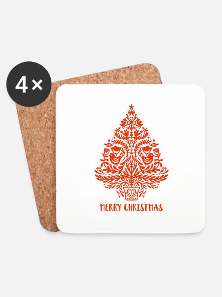 Merry christmas - Untersetzer (4er-Set) - Weiß