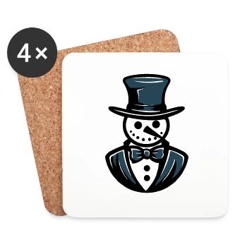 Bonhomme de neige Frosty Gentleman - Dessous de verre (lot de 4) - blanc - Devant