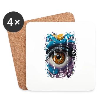 Graffiti Street Art Spray Vintage Stencil Retro - Coasters (set of 4) - white - Front