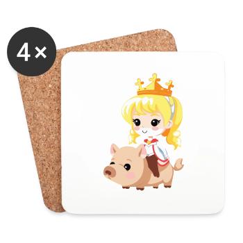 Prinzessin Schwein Märchen - Untersetzer (4er-Set) - Weiß - Vorne