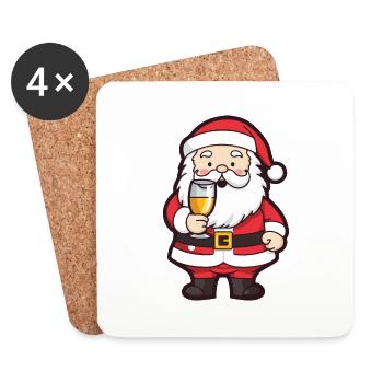 Père Noël buvant de la bande dessinée de Noël - Dessous de verre (lot de 4) - blanc - Devant
