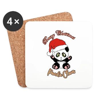Panda Claus Bärchen Weihnachten - Untersetzer (4er-Set) - Weiß - Vorne