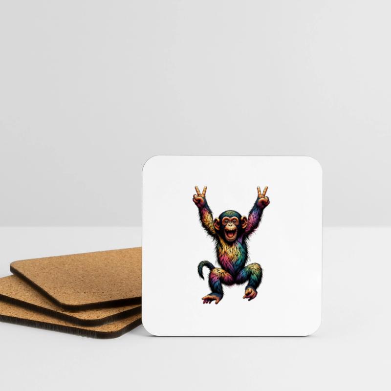 Rainbow Monkey Rainbow Flag Rainbowcore Coasters (set of 4)
