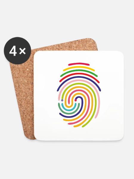 rainbow spiral lines. - Coasters (set of 4) - white