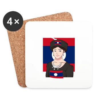 Laos Laote Laotian Girls Dress Lao I Gift - Coasters (set of 4) - white - Front