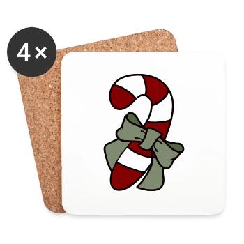 Candy cane - Coasters (set of 4) - white - Front