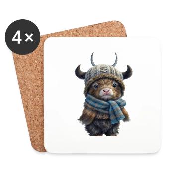 Niedlicher schottischer Highlander - Untersetzer (4er-Set) - Weiß - Vorne