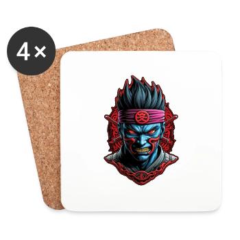 Samurai Warrior - Japan - Demon - Coasters (set of 4) - white - Front