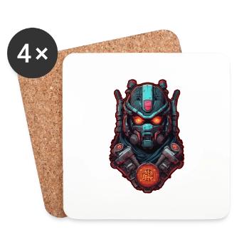 Samurai Warrior - Japan - Robot - Coasters (set of 4) - white - Front