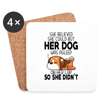 she believed she could but her dog was asleep - Coasters (set of 4) - white - Front