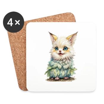 Animal fantastique mignon - Dessous de verre (lot de 4) - blanc - Devant