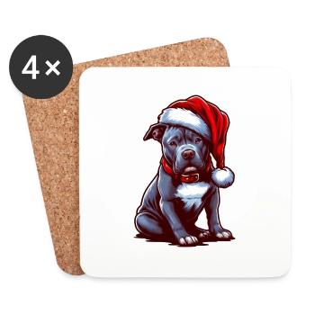 Pitbull Réveillon de Noël - Dessous de verre (lot de 4) - blanc - Devant