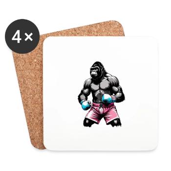 Boxing Gorilla Boxer - Coasters (set of 4) - white - Front