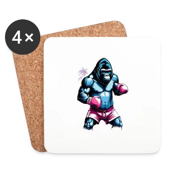 Boxen Gorilla Boxershorts - Untersetzer (4er-Set) - Weiß - Vorne