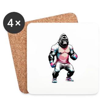 Boxen Gorilla Boxershorts - Untersetzer (4er-Set) - Weiß - Vorne