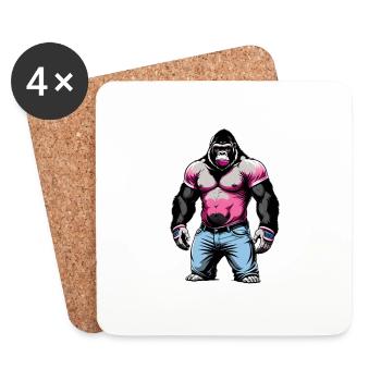Boxe Boxeur Gorille - Dessous de verre (lot de 4) - blanc - Devant