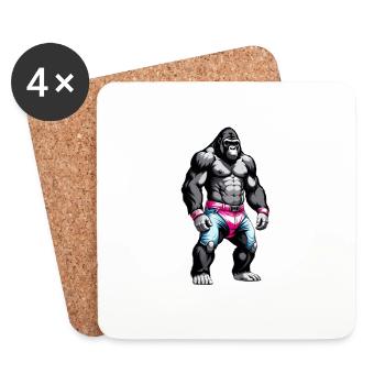 Boxing Gorilla Boxer - Coasters (set of 4) - white - Front