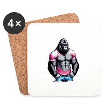 Boxe Boxeur Gorille - Dessous de verre (lot de 4) - blanc - Devant