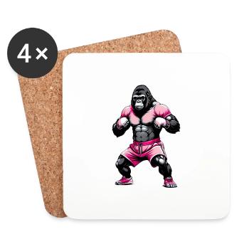 Boxing Gorilla Boxer - Coasters (set of 4) - white - Front