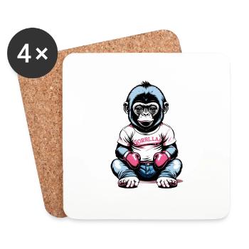 Boxing Gorilla Boxer - Coasters (set of 4) - white - Front