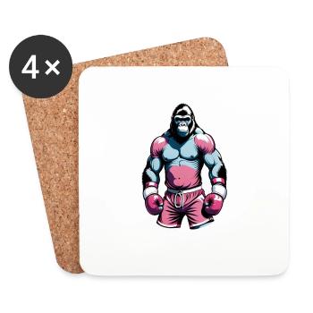 Boxen Gorilla Boxershorts - Untersetzer (4er-Set) - Weiß - Vorne