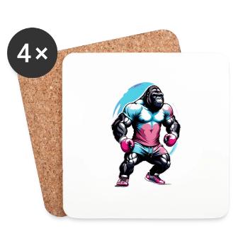 Boxe Boxeur Gorille - Dessous de verre (lot de 4) - blanc - Devant