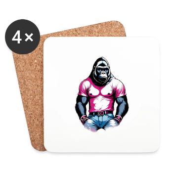 Boxen Gorilla Boxershorts - Untersetzer (4er-Set) - Weiß - Vorne
