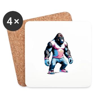 Boxen Gorilla Boxershorts - Untersetzer (4er-Set) - Weiß - Vorne